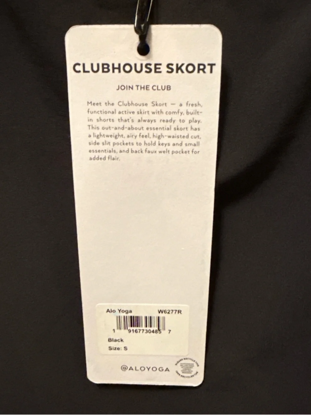 ALO Yoga Black Clubhouse Skort Size Small